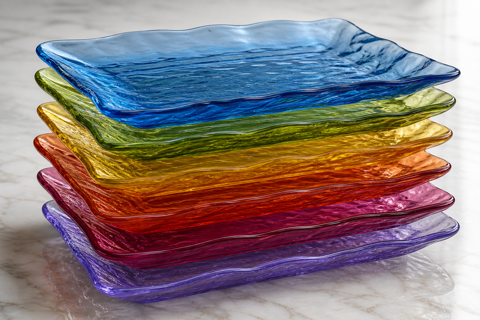 Close-up of fused glass texture on plate rim