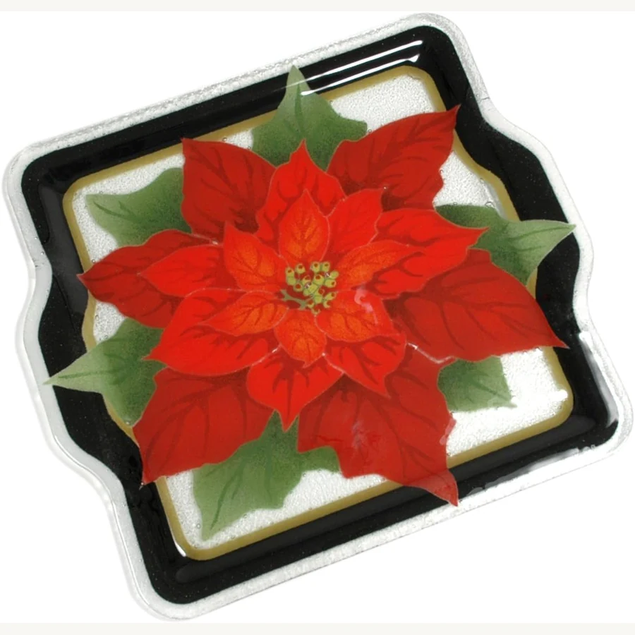 Poinsettia Square Tray 18"
